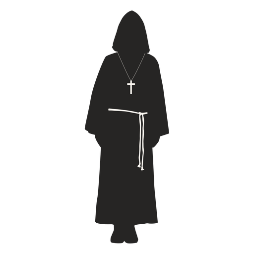 Monje sacerdote cinturón cruzado silueta detallada Diseño PNG