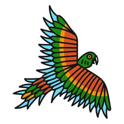 Parrot flying colored coloured tattoo stroke PNG Design