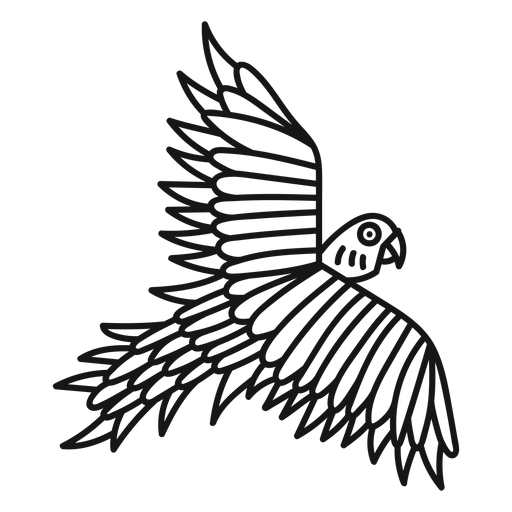Parrot flying tattoo stroke PNG Design