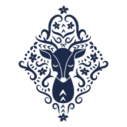 Ilustração de design de veado de flor de ornamento padrão Desenho PNG