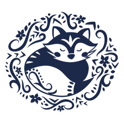 Ilustración de diseño de mapache de flor de ornamento de patrón Diseño PNG