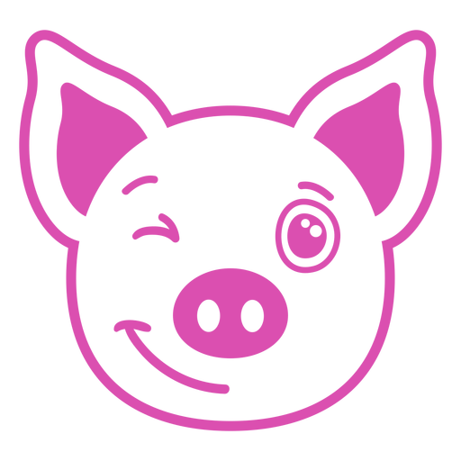 Pig wink head muzzle stroke PNG Design