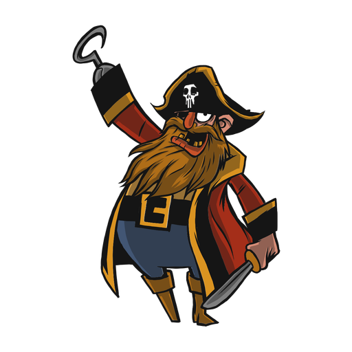 Chap?u armado de pirata com barba achatada Desenho PNG