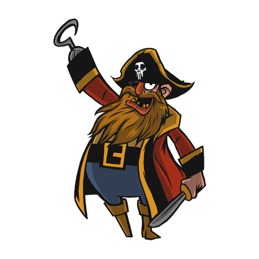 Baixe Pirata Sério com Barba Longa e Chapéu PNG - Creative Fabrica