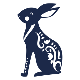 Rabbit hare flower pattern ornament illustration PNG Design Transparent PNG