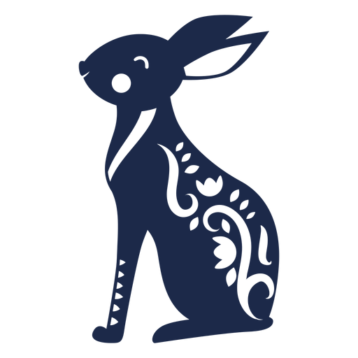 Rabbit hare flower pattern ornament illustration