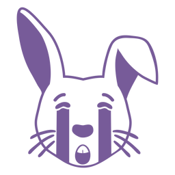 Trazo de hocico de cabeza triste de conejo Diseño PNG