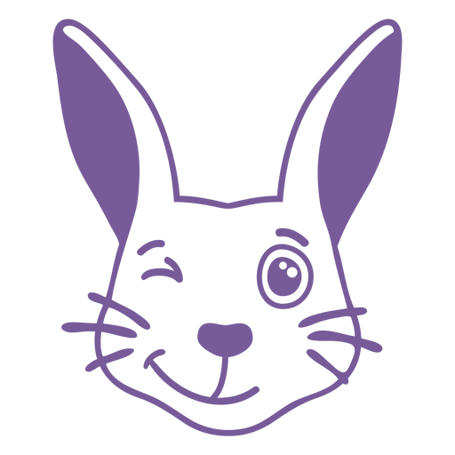 Rabbit wink head muzzle stroke PNG Design