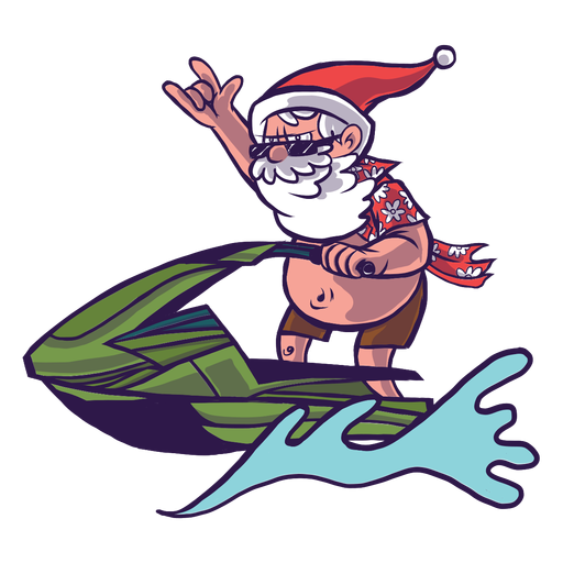 Chap?u de Papai Noel bon? jet ski corredor de ondas plano Desenho PNG