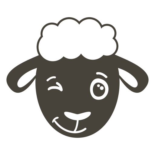 Sheep wink head muzzle flat PNG Design