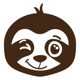 Faultier zwinkert Kopf Schnauze flach PNG-Design