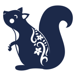 Eichhörnchenblumenmuster-Verzierungsillustration PNG-Design