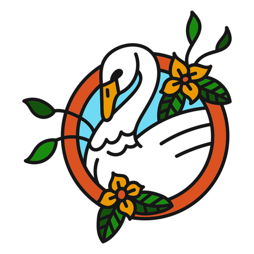 Flor de cisne de color trazo de tatuaje de color Diseño PNG