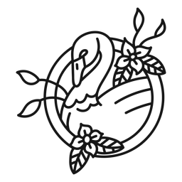 Swan Flower Tattoo Stroke PNG & SVG Design For T-Shirts