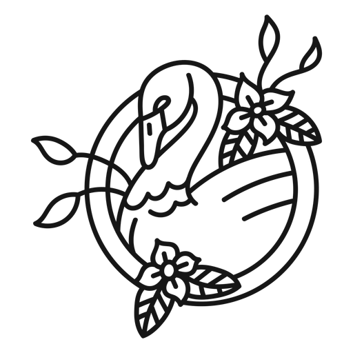 Swan flower tattoo stroke PNG Design