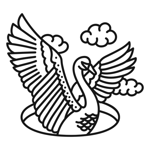 Golpe de tatuaje vintage de ala de cisne Diseño PNG