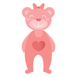 Oso de peluche sonrisa corazón arco plano Diseño PNG