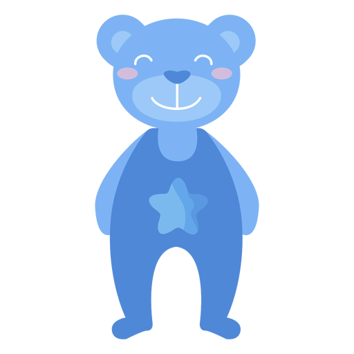 Teddy bear smile star flat PNG Design