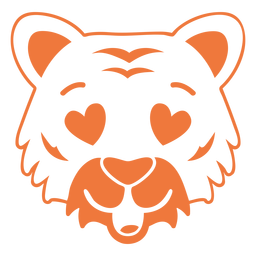 Tigre enamorado cabeza trazo de hocico Diseño PNG
