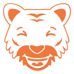 Tiger happy head muzzle stroke PNG Design