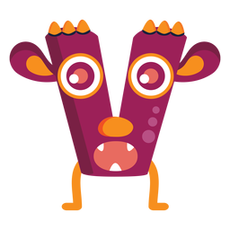 Monstro de letra v v plana Desenho PNG
