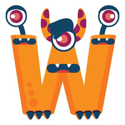 W w letter monster flat PNG Design