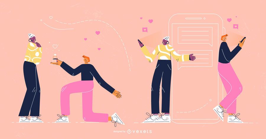 Conjunto de caracteres del día de san valentín Conjunto de caracteres del día de san valentín