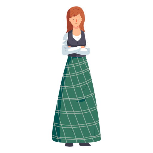 Woman scottish skirt flat PNG Design
