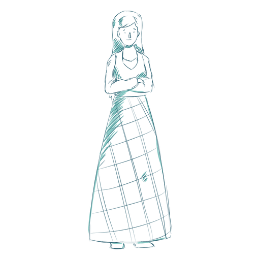 Linha de saia escocesa de mulher Desenho PNG