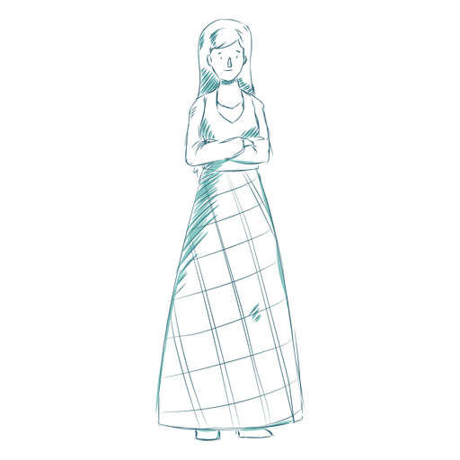 Woman scottish skirt line PNG Design