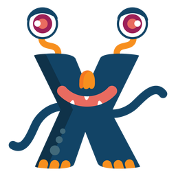 X x letter monster flat PNG Design