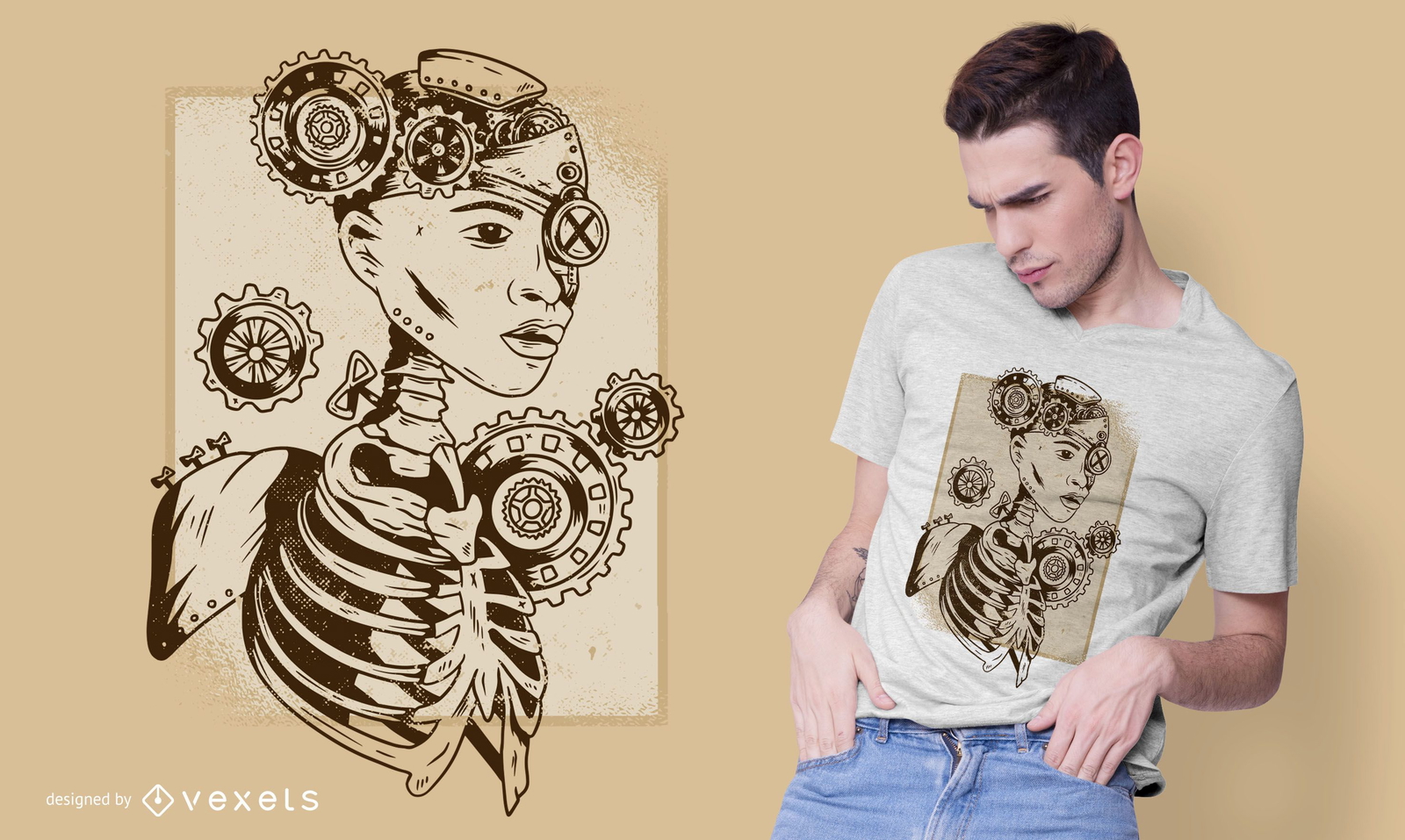 Steampunk human t-shirt design