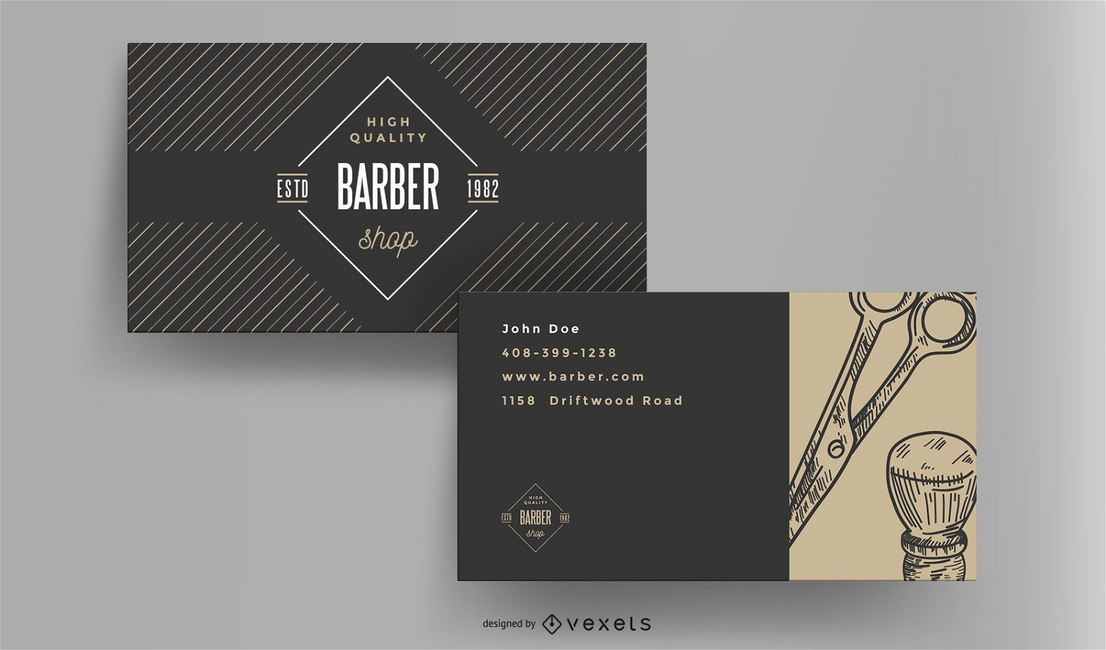 Barber shop vintage business card