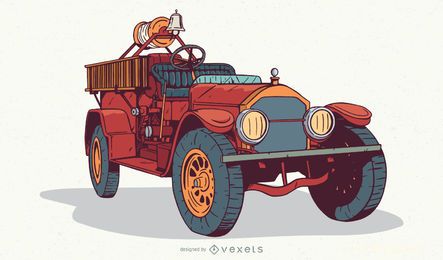 Vintage Löschfahrzeugillustration