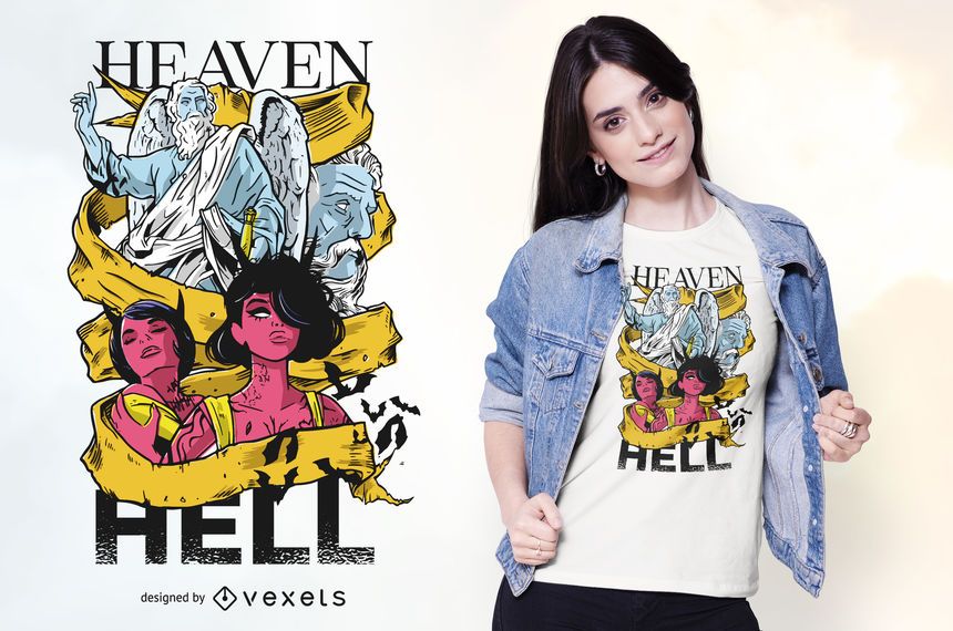 Heaven and hell t-shirt design Heaven and hell t-shirt design