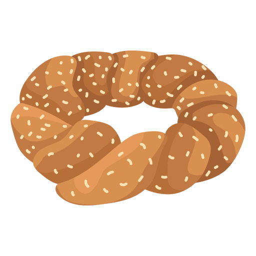 Bagel bread loaf sesame flat PNG Design