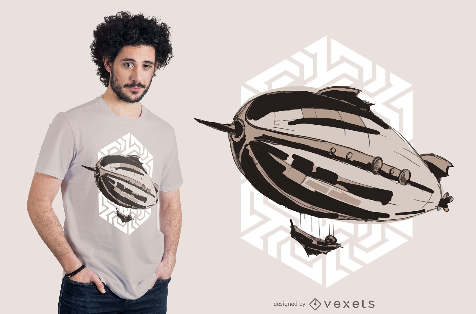 Steampunk airship t-shirt design