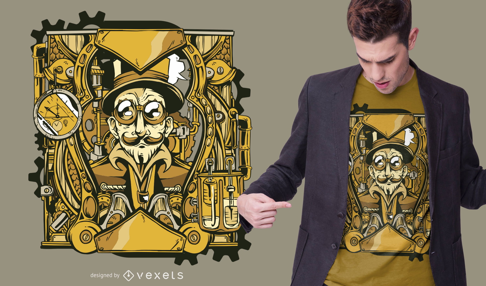 Design de camisetas de personagens Steampunk