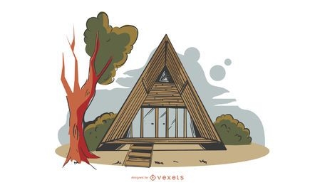 Diseño de edificio ecológico triangular de colores