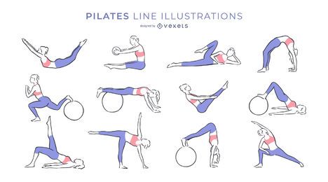 Pilates line illustrations collection Pilates line illustrations collection