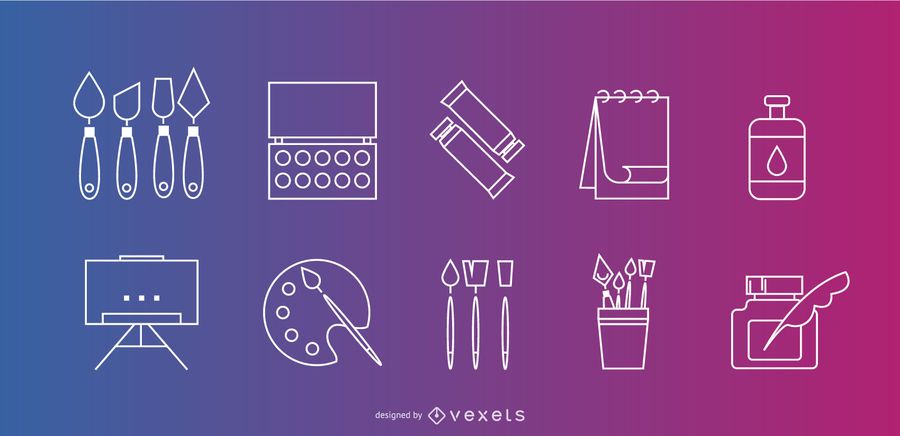 Artist elements icon set Artist elements icon set