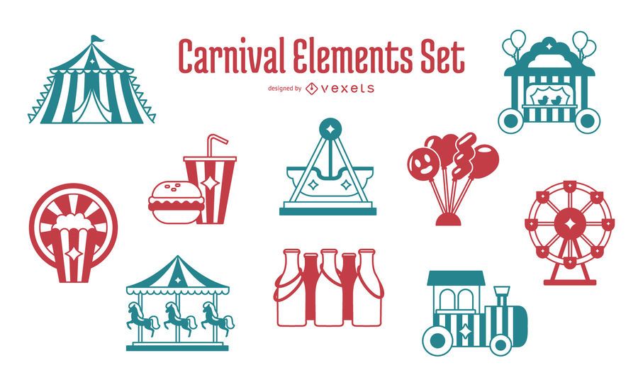 Conjunto de diseño de elementos de carnaval Conjunto de diseño de elementos de carnaval