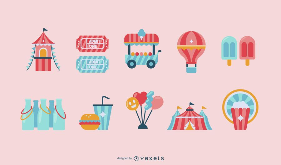Carnival Colorful Objects Design Set Carnival Colorful Objects Design Set
