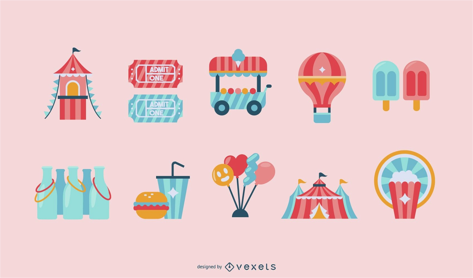 Carnival Colorful Objects Design Set