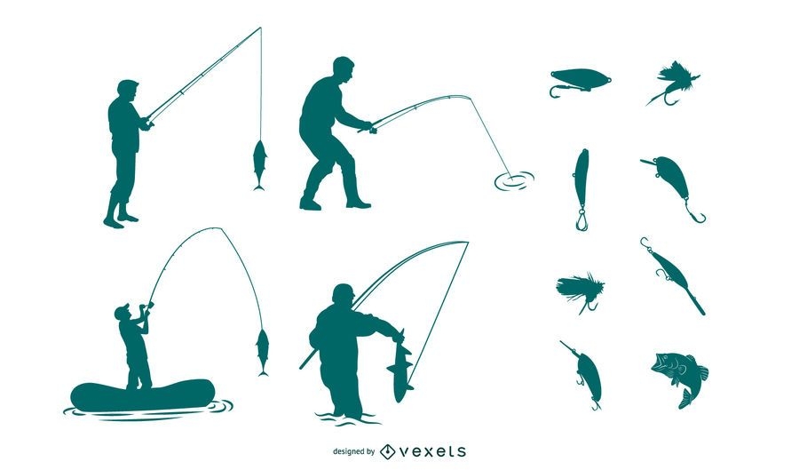 Download Fishing silhouettes pack - Vector download
