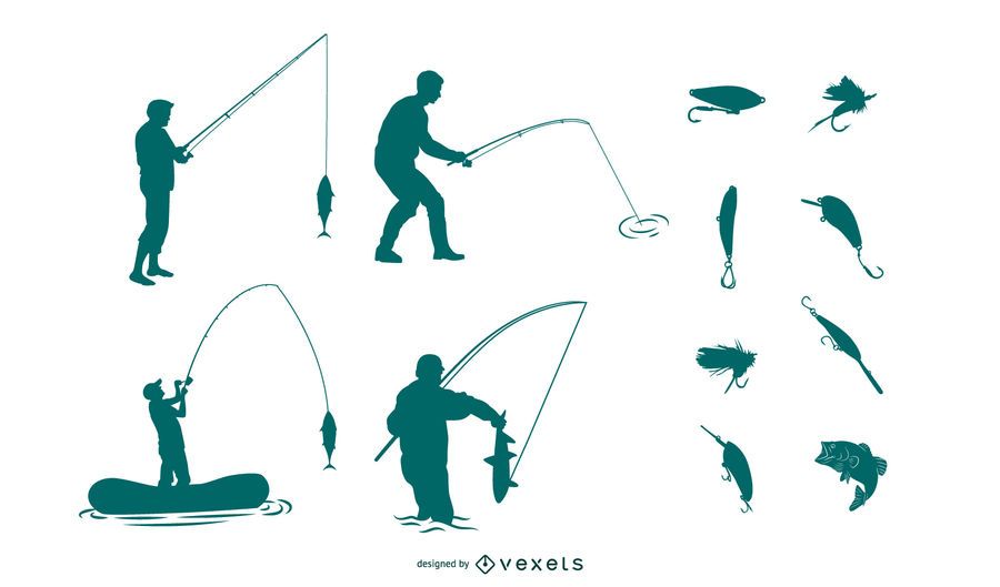 Fishing silhouettes pack - Vector download