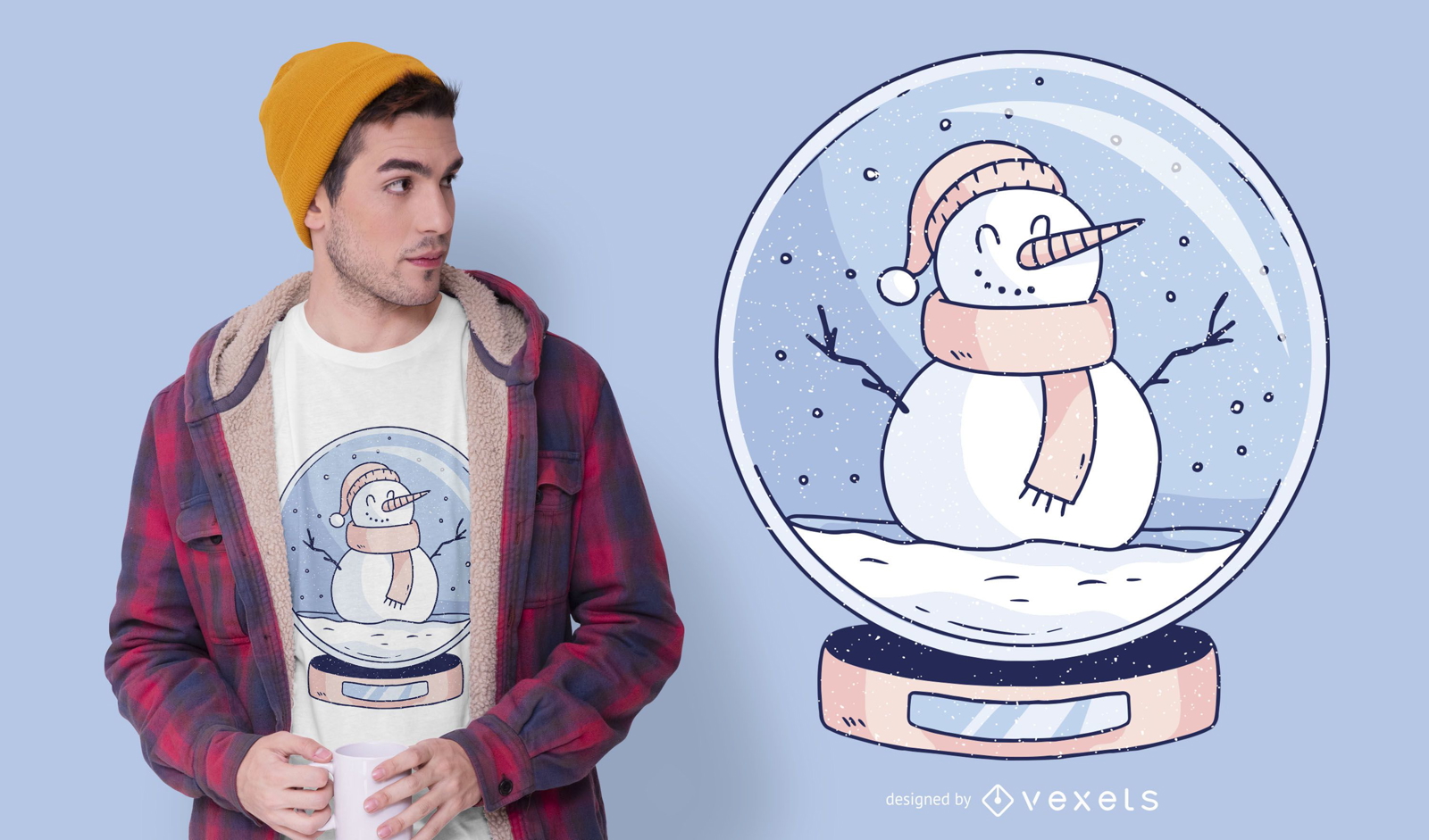 Design de camiseta de boneco de neve snowglobe