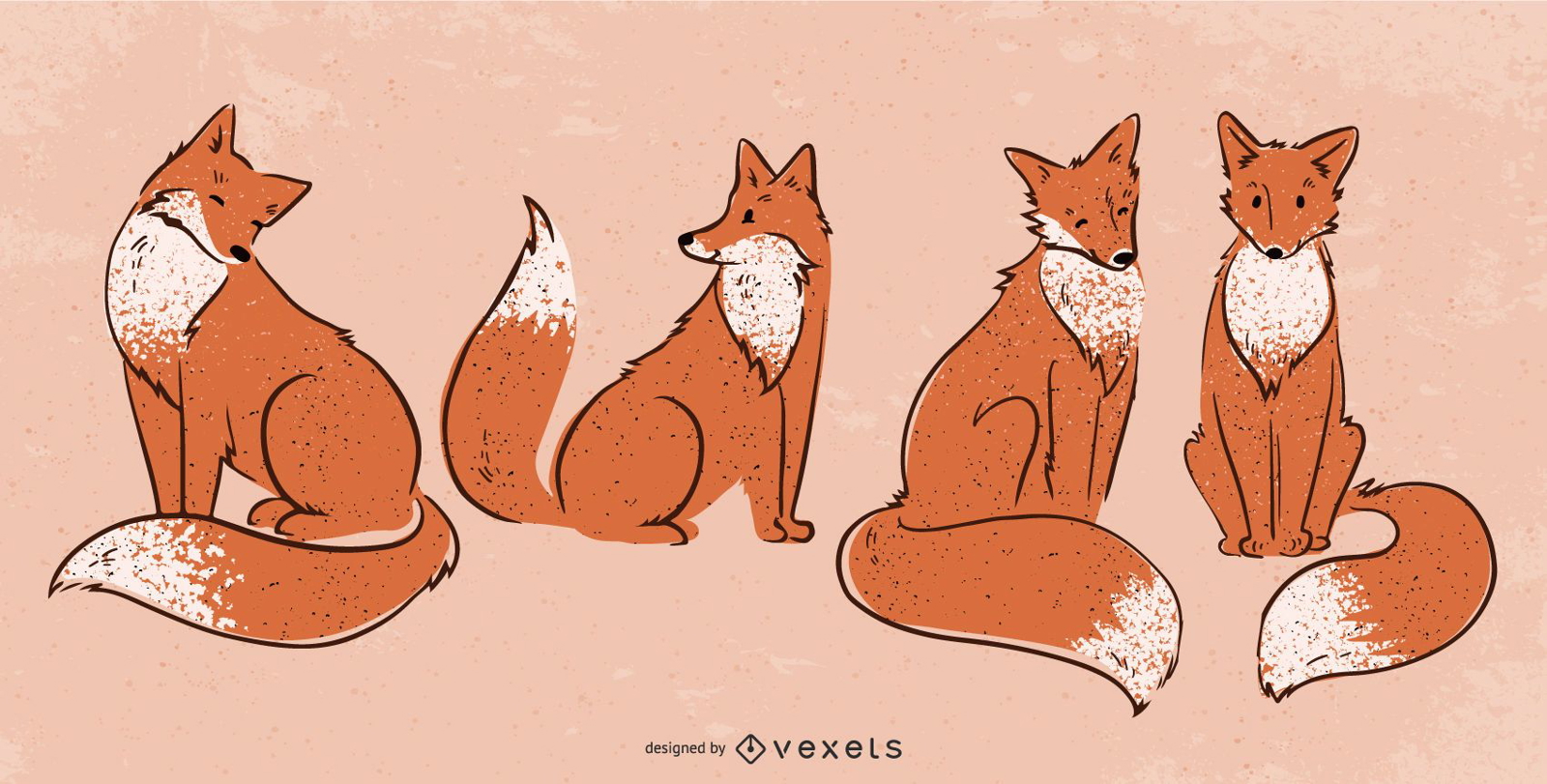 Conjunto de ilustração de raposas fofas