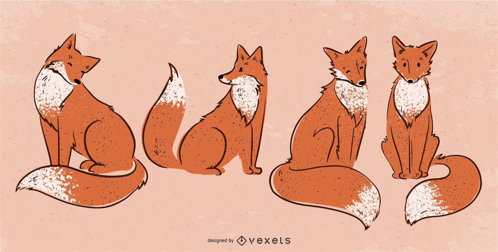 Cute foxes illustration set