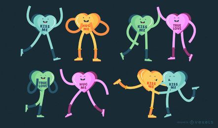 Candy heart characters set Candy heart characters set